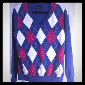 Tommy Hilfiger Argyle Blue Long Sleeve Top XL